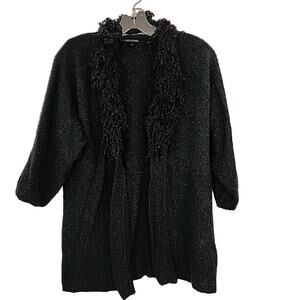 Notations XL Cardigan Sweater with Fringy Neckline